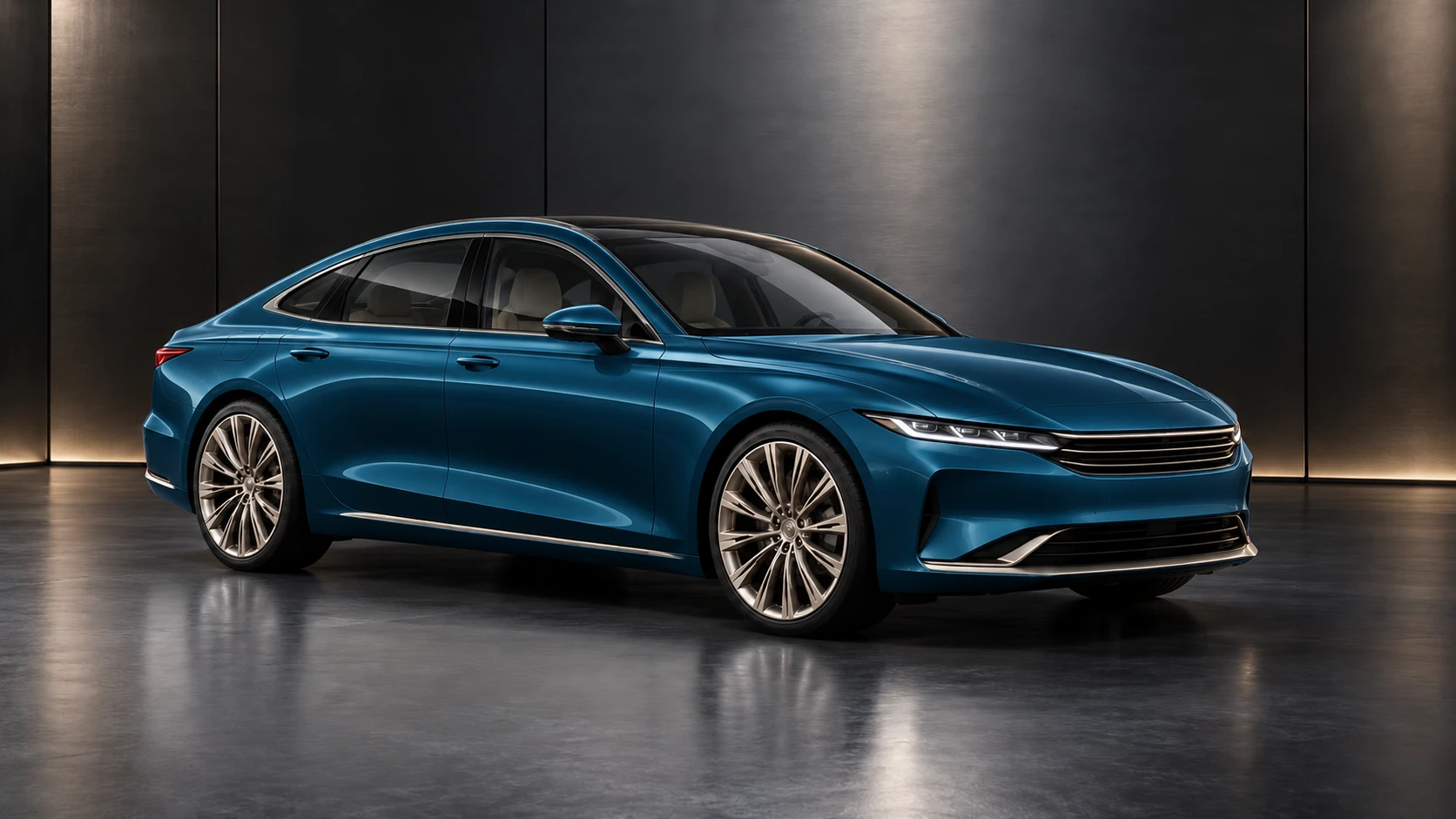Original colour concept: Monsoon Jade sedan with graphite roof and warm nickel accents